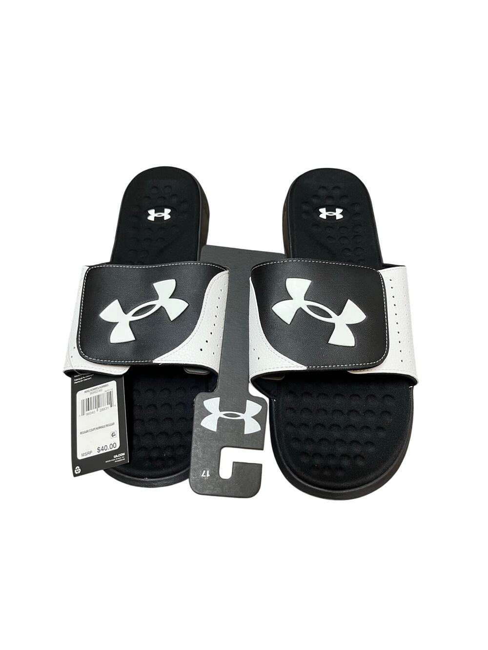 Under Armour Men’s Ignite Slides Black/White Size 17